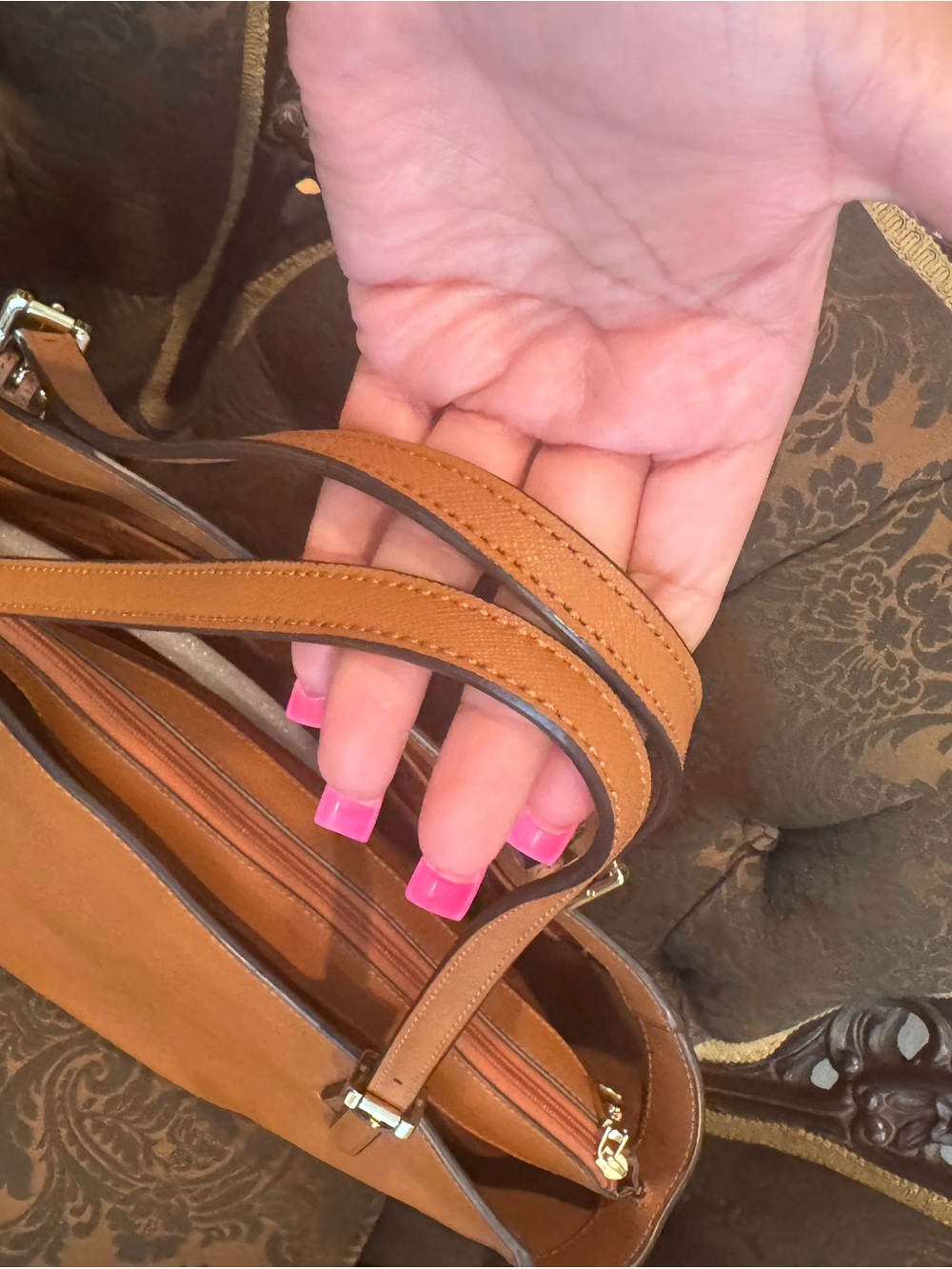 Tory Burch Cognac Leather Tote with Gold Logo - Picture 3 of 9